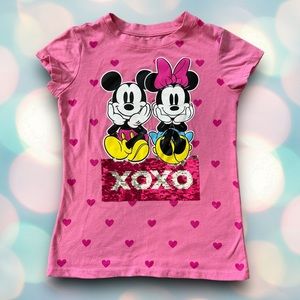 Disney Mickey & Minnie Girl’s Reverse Sequin Tee Shirt Top Size S 6/6X